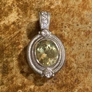 Judith Ripka Pendant/Enhancer Sterling Silver, Lemon Quartz and CZ